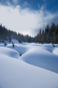 Horse Creek, Selway-Bitterroot Wilderness, Idaho. The snowpack is at least 10 feet deep.