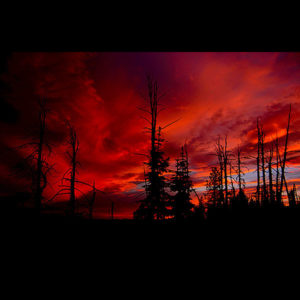 Sunset from an unnamed peak on the north side of Big Sand Lake Sunset in Selway-Bitterroot Wilderness