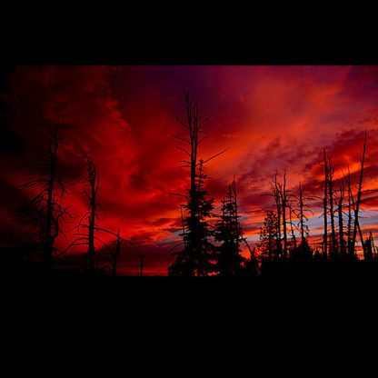 Sunset from an unnamed peak on the north side of Big Sand Lake Sunset in Selway-Bitterroot Wilderness