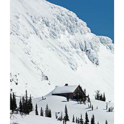 A late winter setting of Granite Park Chalet, Glacier National Park